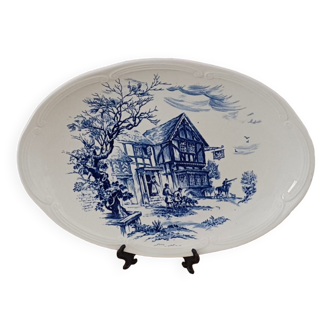 Plat ovale décor bleu Gien et Wedgwood