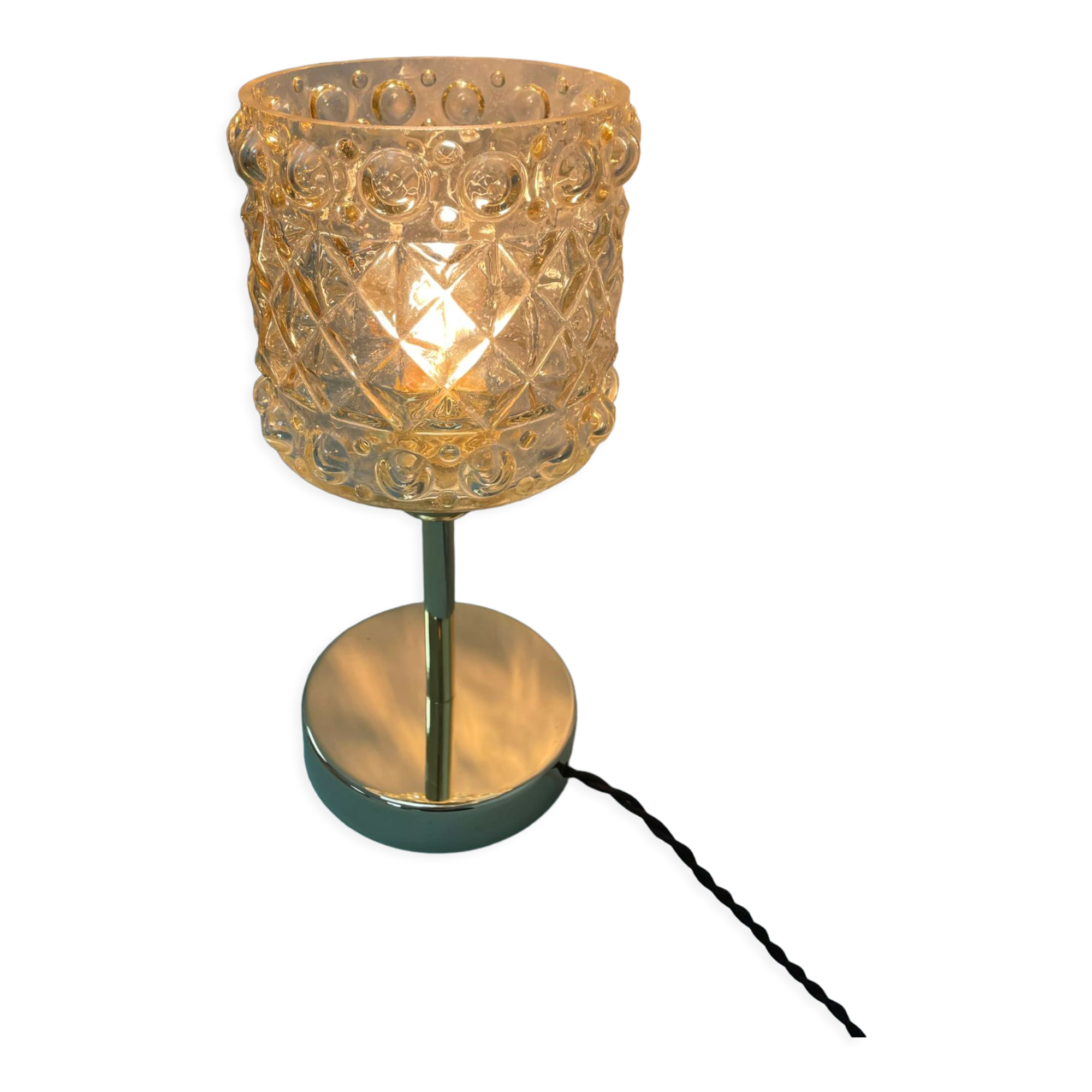 Table lamp - globe in amber glass