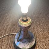 Faience lamp foot of Samadet XVIIIth green - old luminaire mounted on a jug / jar