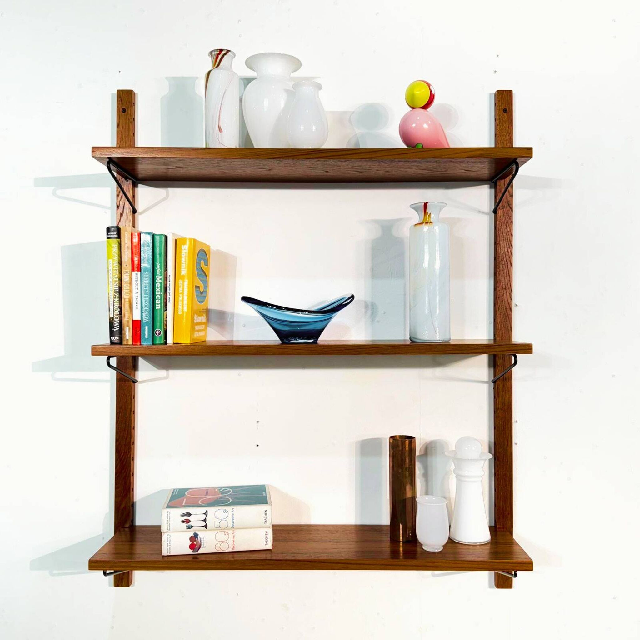 Danish Mid Century Teak Shelving System | Set of 3 Wall Shelves | Scandinav