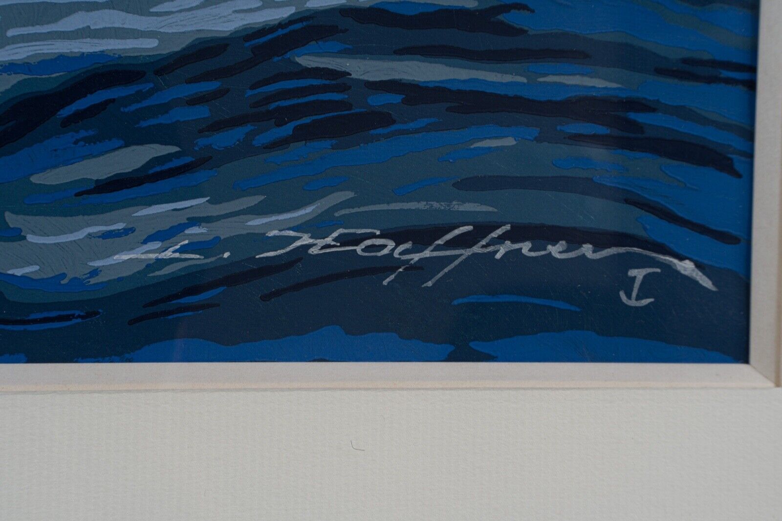 Stencil gouache by leon haffner representing a regatta boat