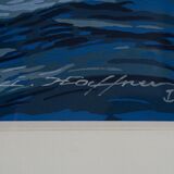 Stencil gouache by leon haffner representing a regatta boat