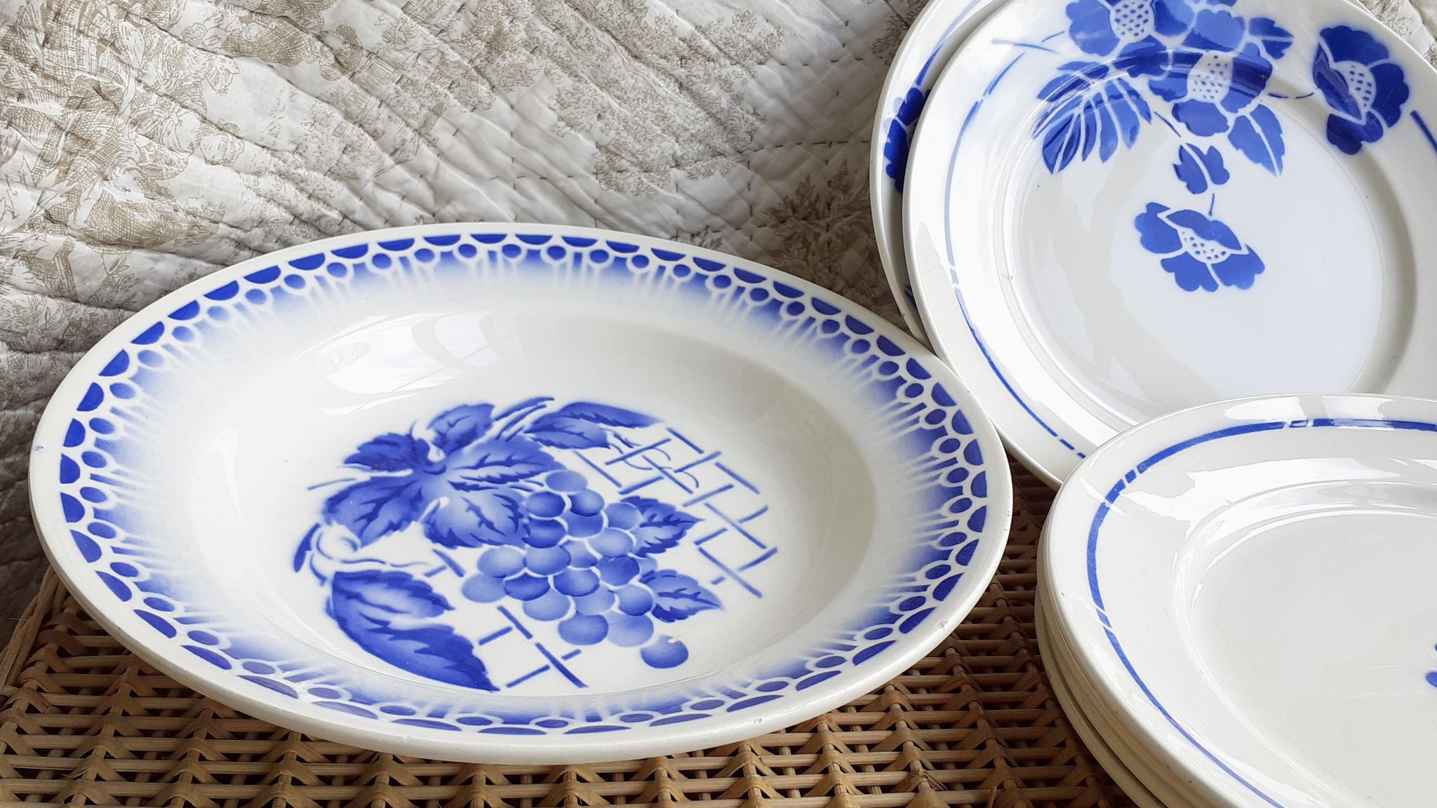 Blue hollow dish
