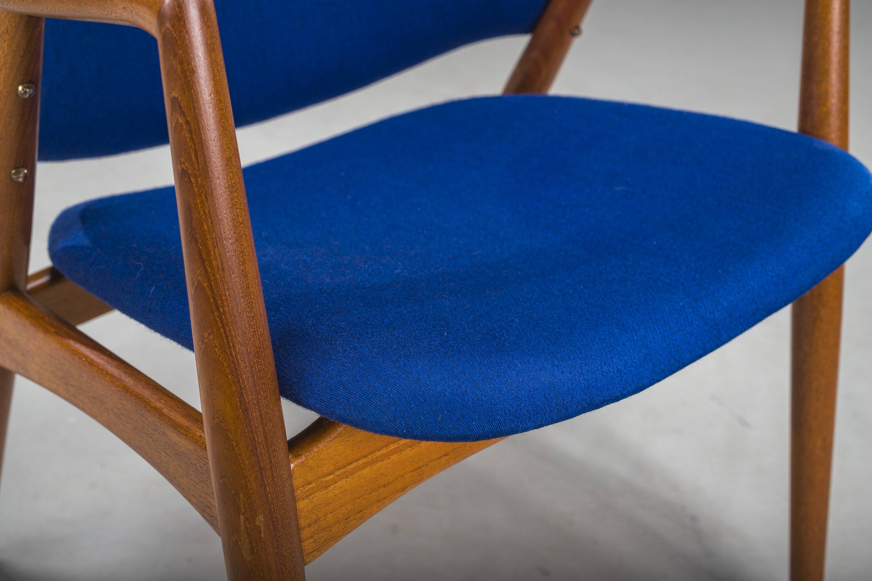 Armchair in Blue and Teak by Alf Svensson for Dux, 1960s