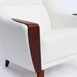Fauteuil en tissu blanc de conception danoise, années 1960