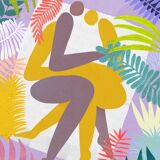 Two lovers in grass illustration poster