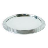 Petit plateau miroir rond en alu brossé, 1960