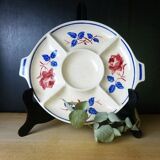 Service dish with compartments - separator dish for aperitif - French earthenware