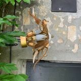 Ceiling light foliage and vintage gilded metal plant