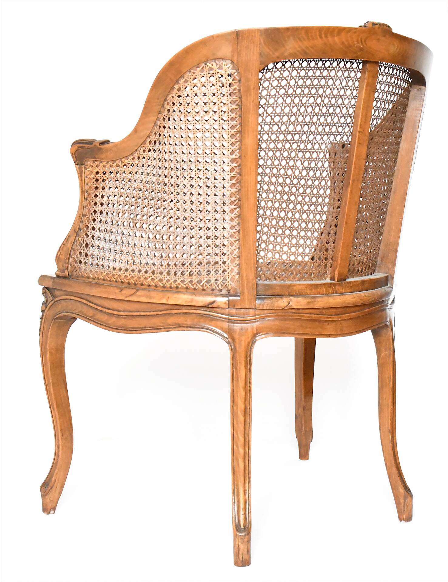 Louis XV style caned bergère armchair