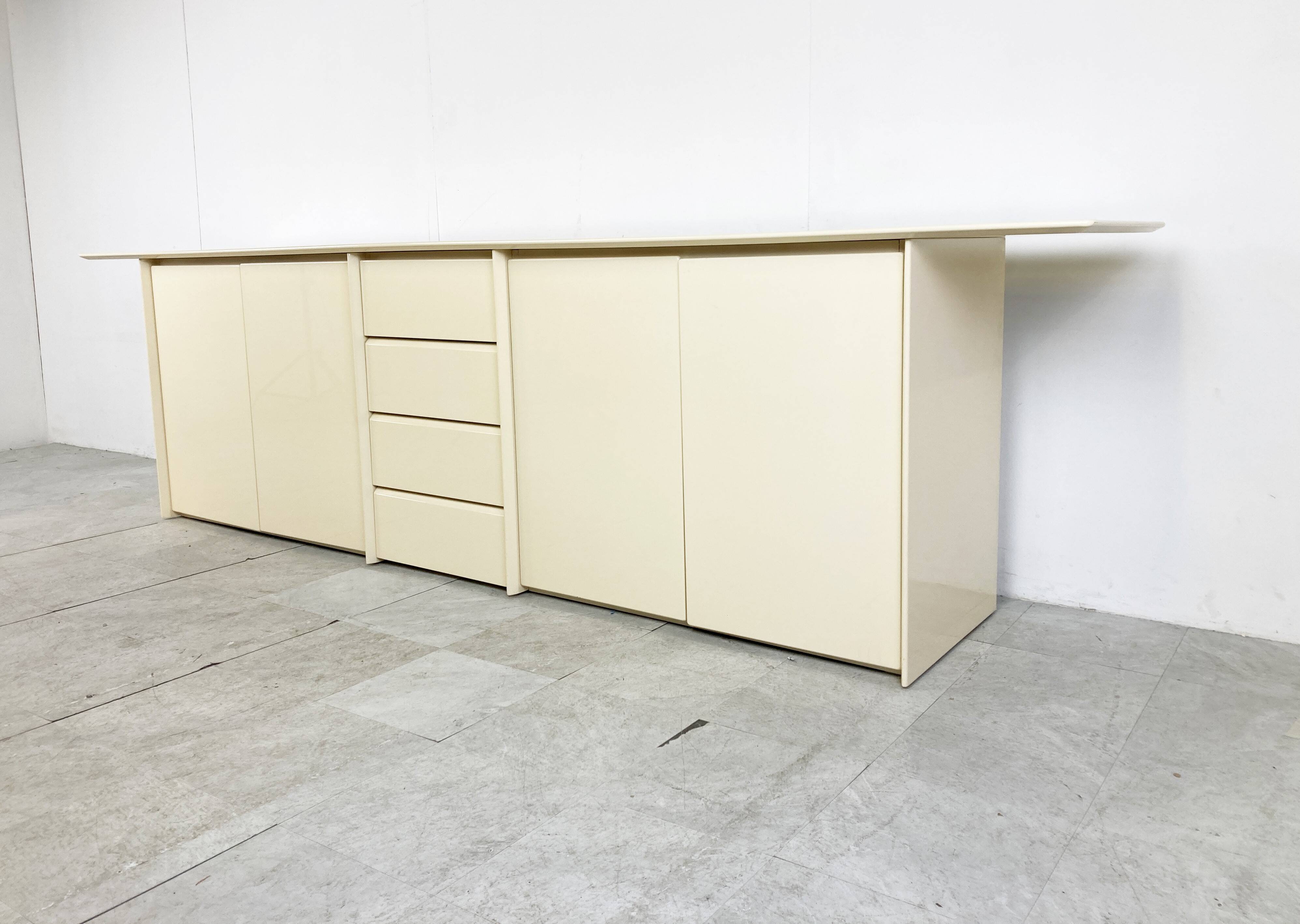 Cream lacquered sideboard 1980