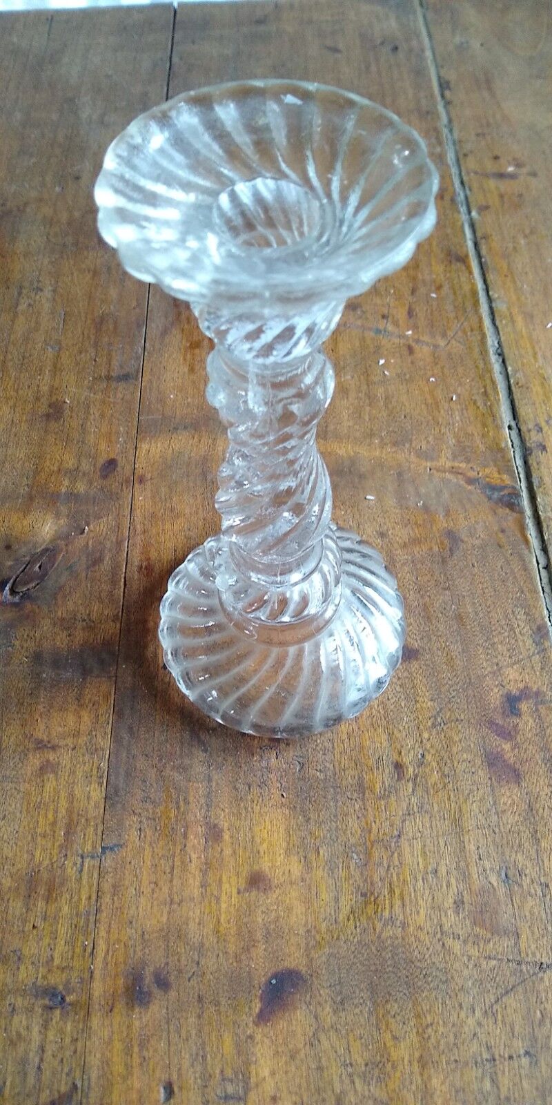 Turned glass candle holder