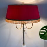 Vintage brass floor lamp in scale and opaline 1950