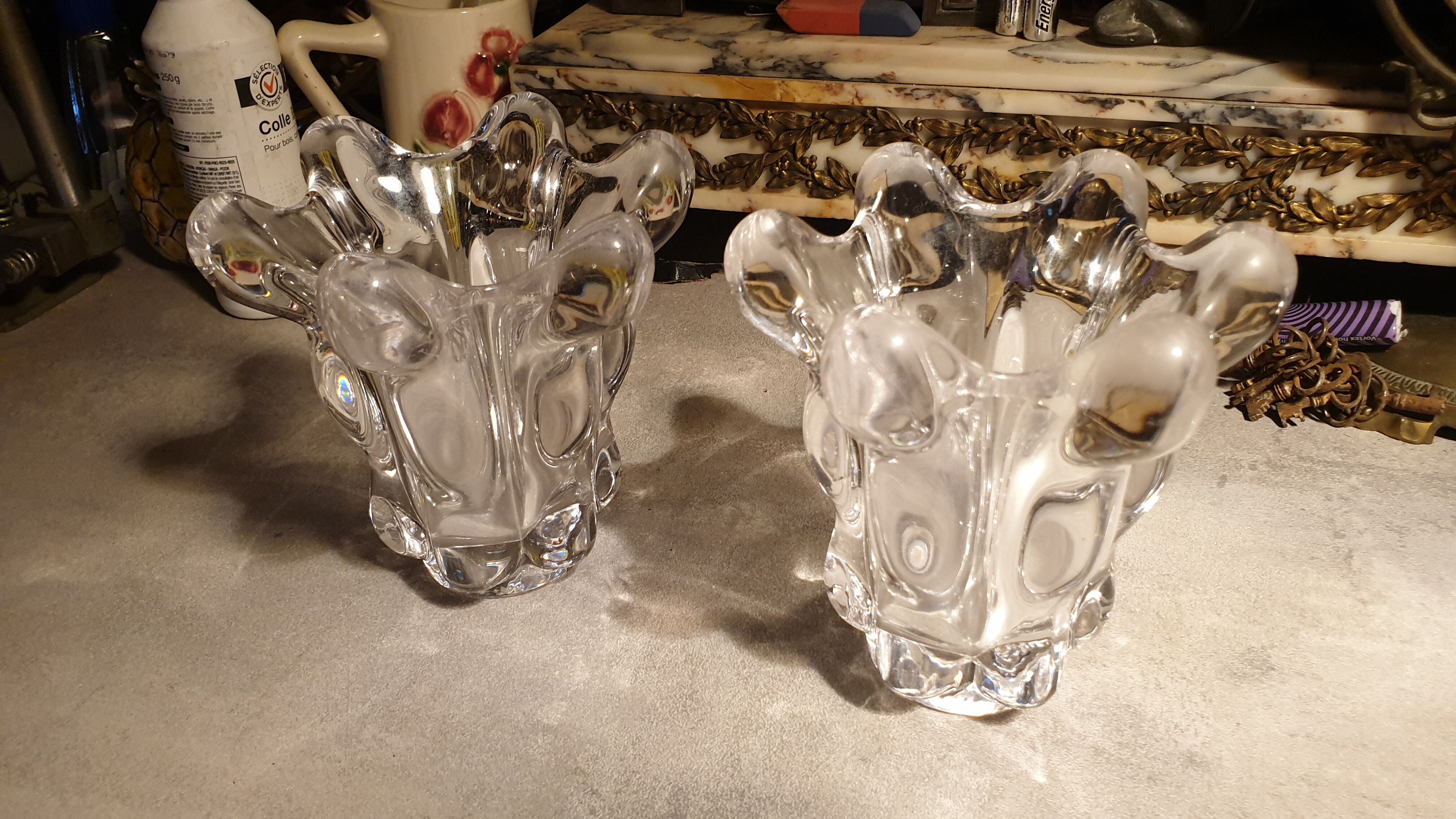 Pair of Vannes crystal vases
