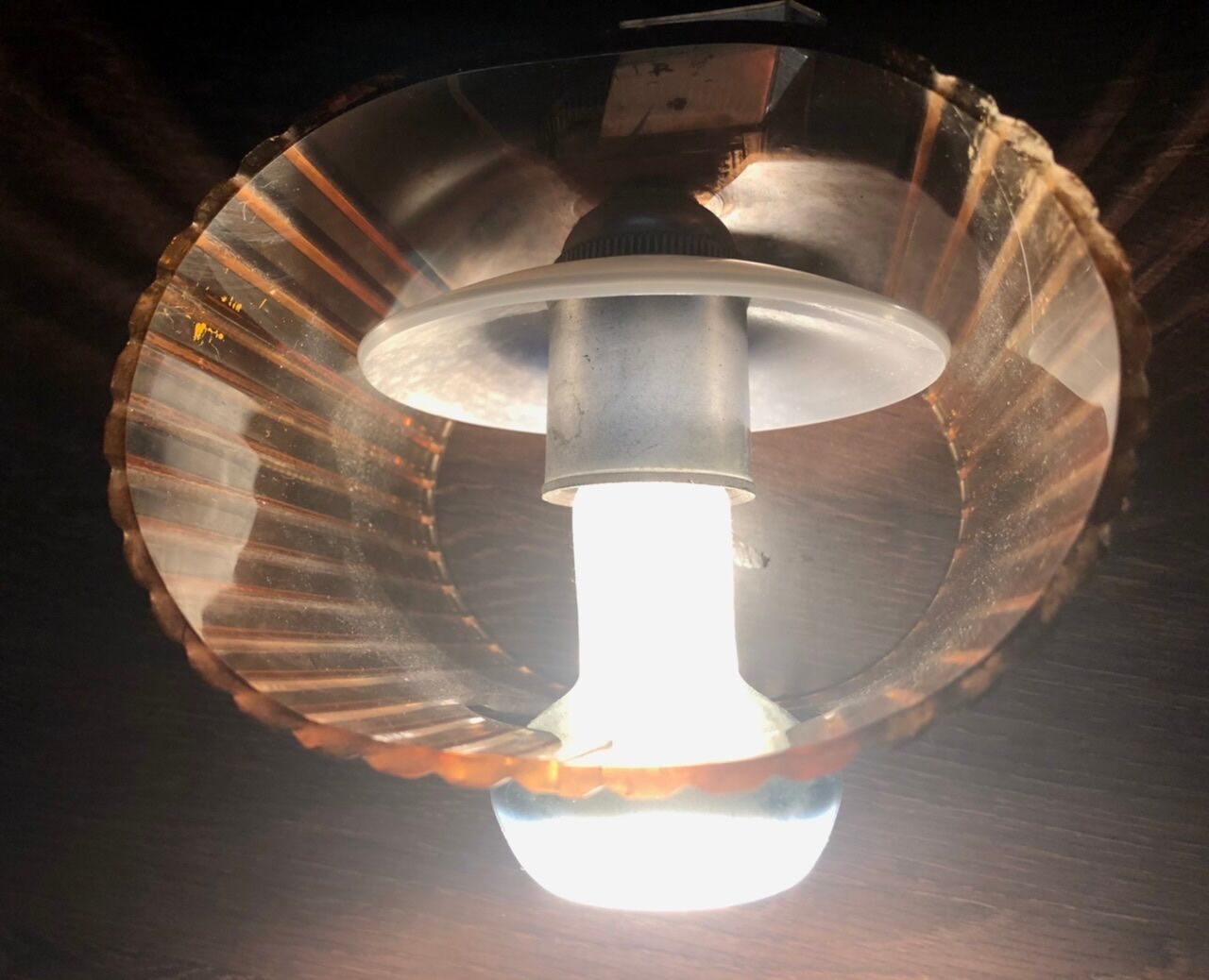 Set of 3 vintage wall lamps in smoked plexiglass, circa 1970's