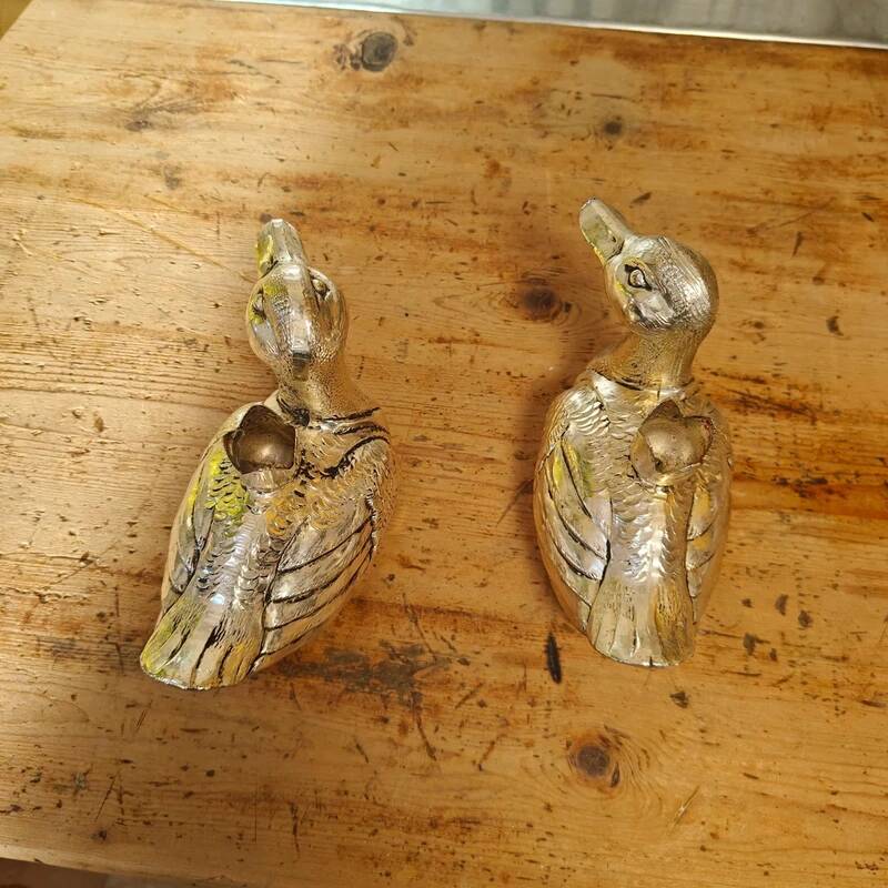 Set of two antique silver-plated candlesticks.