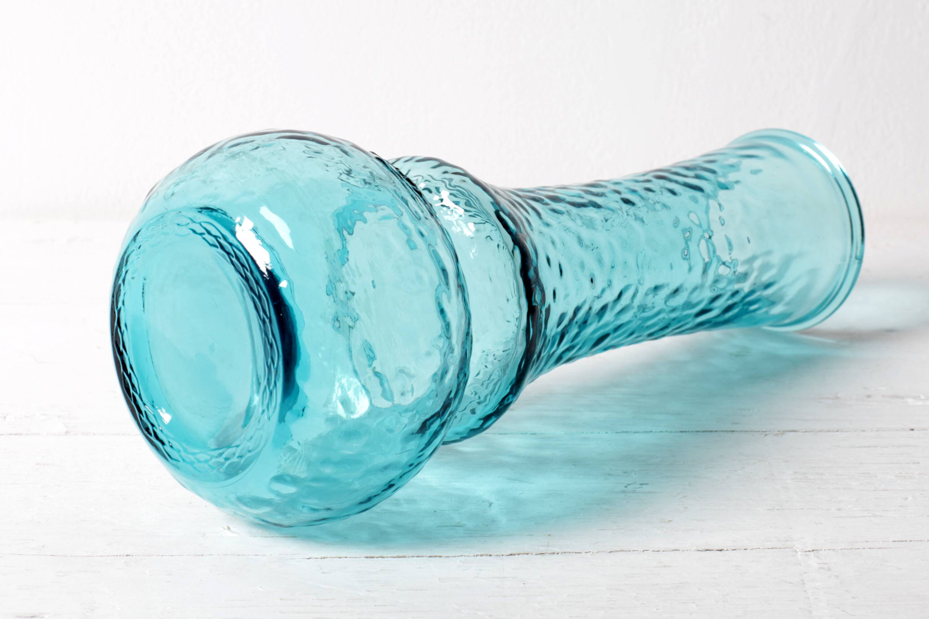 Turquoise Stylish Glass Flower Vase / Bibi / Italy / 1980s