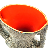 Old vase 2 handle ceramic vallauris volcanic effect interior red