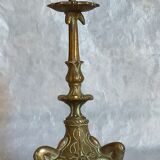 Bougeoir en bronze doré tripode XIXème
