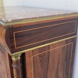 Buffet meuble d'appuie Napoléon iii en marqueterie florale et marbre 19ème