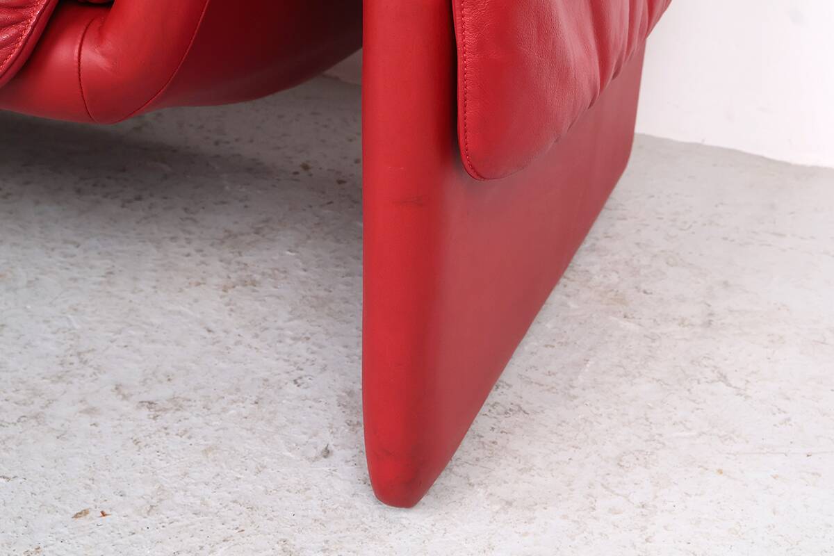 Canapé design en cuir rouge De Sede DS-2011, années 1990