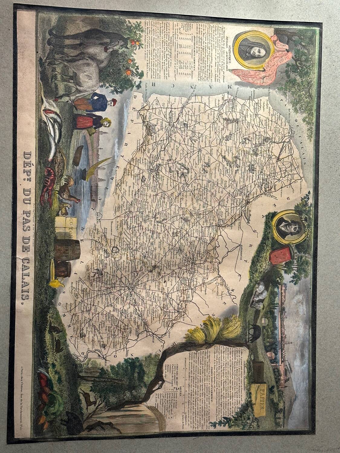 Carte géographique ancienne du Département du Pas-de-Calais - 1860