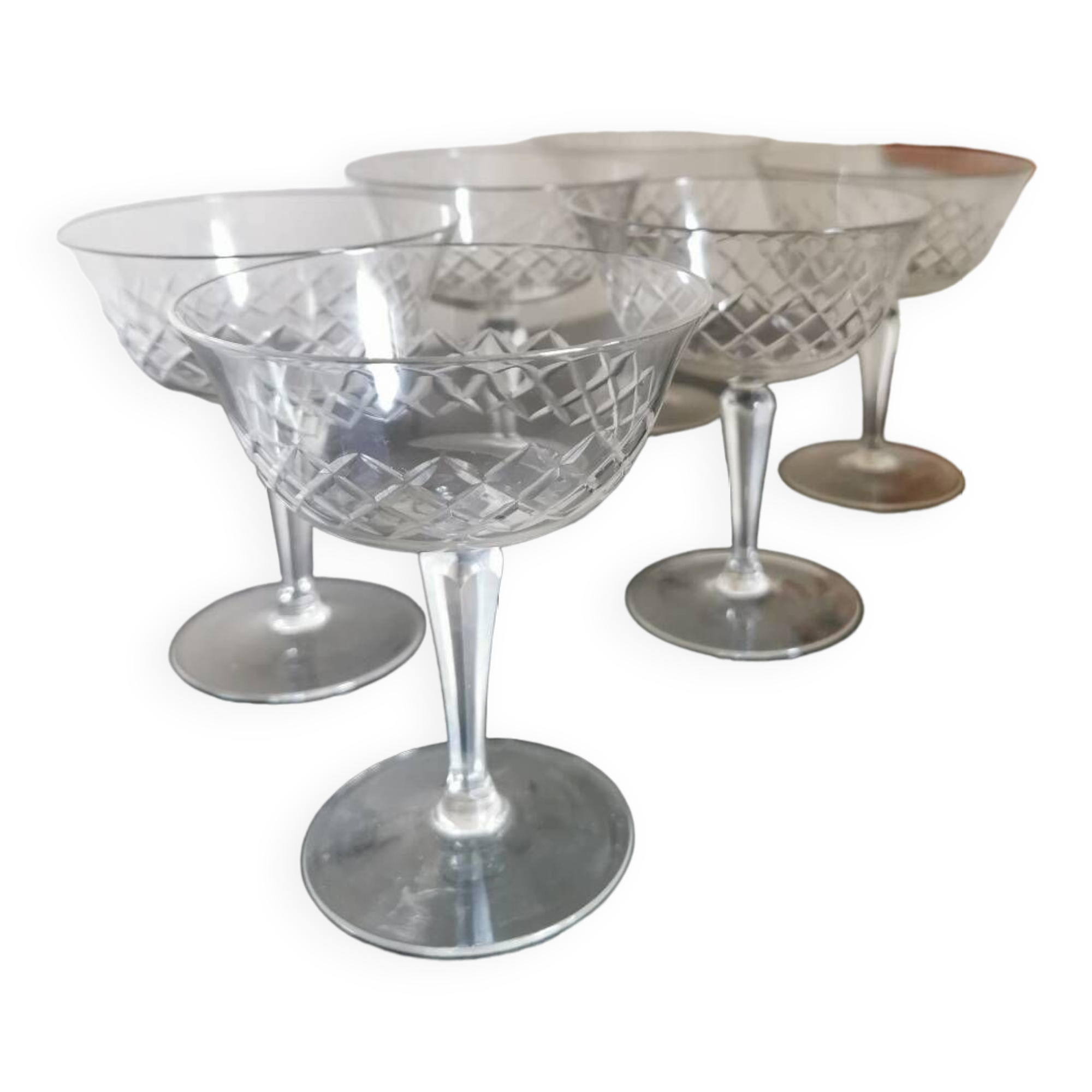 6 crystal champagne glasses