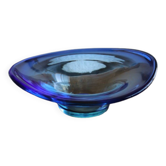 Vintage Scandinavian blue glass bowl