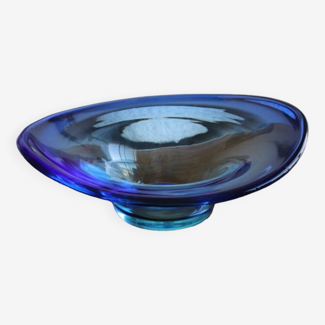 Coupelle en verre bleu scandinave vintage