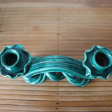 Double candle holder in green ceramic vallauris
