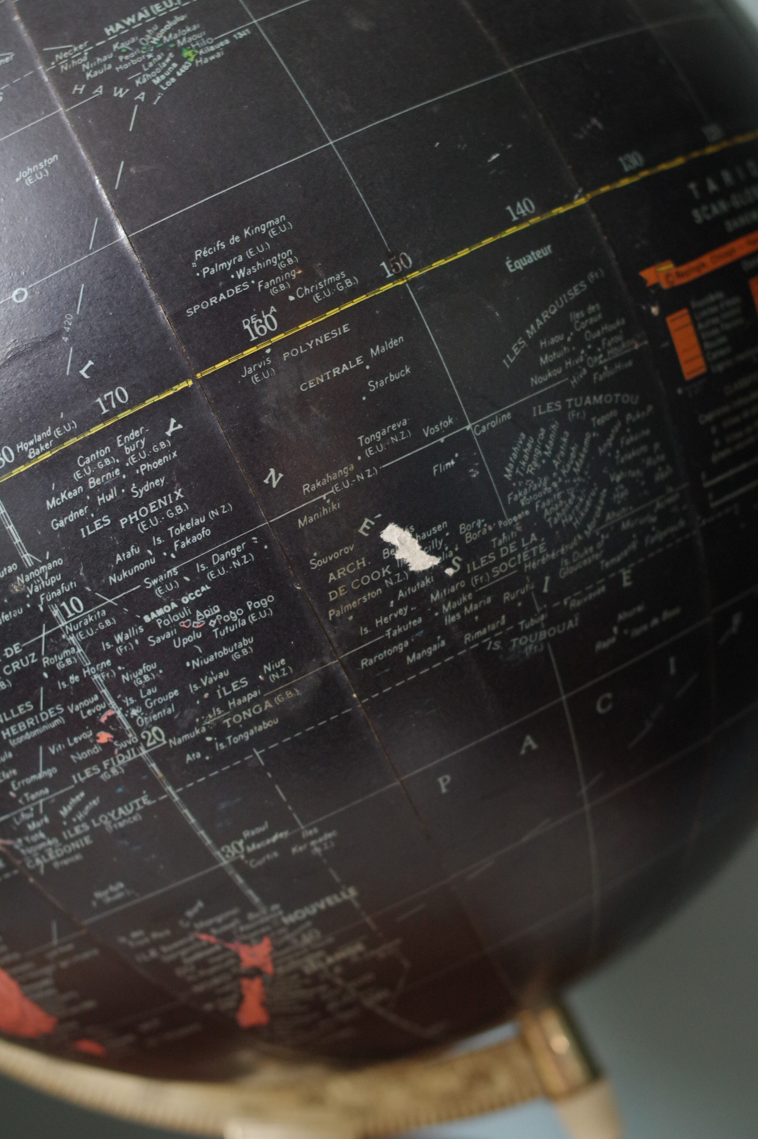 Black earth globe old wood base