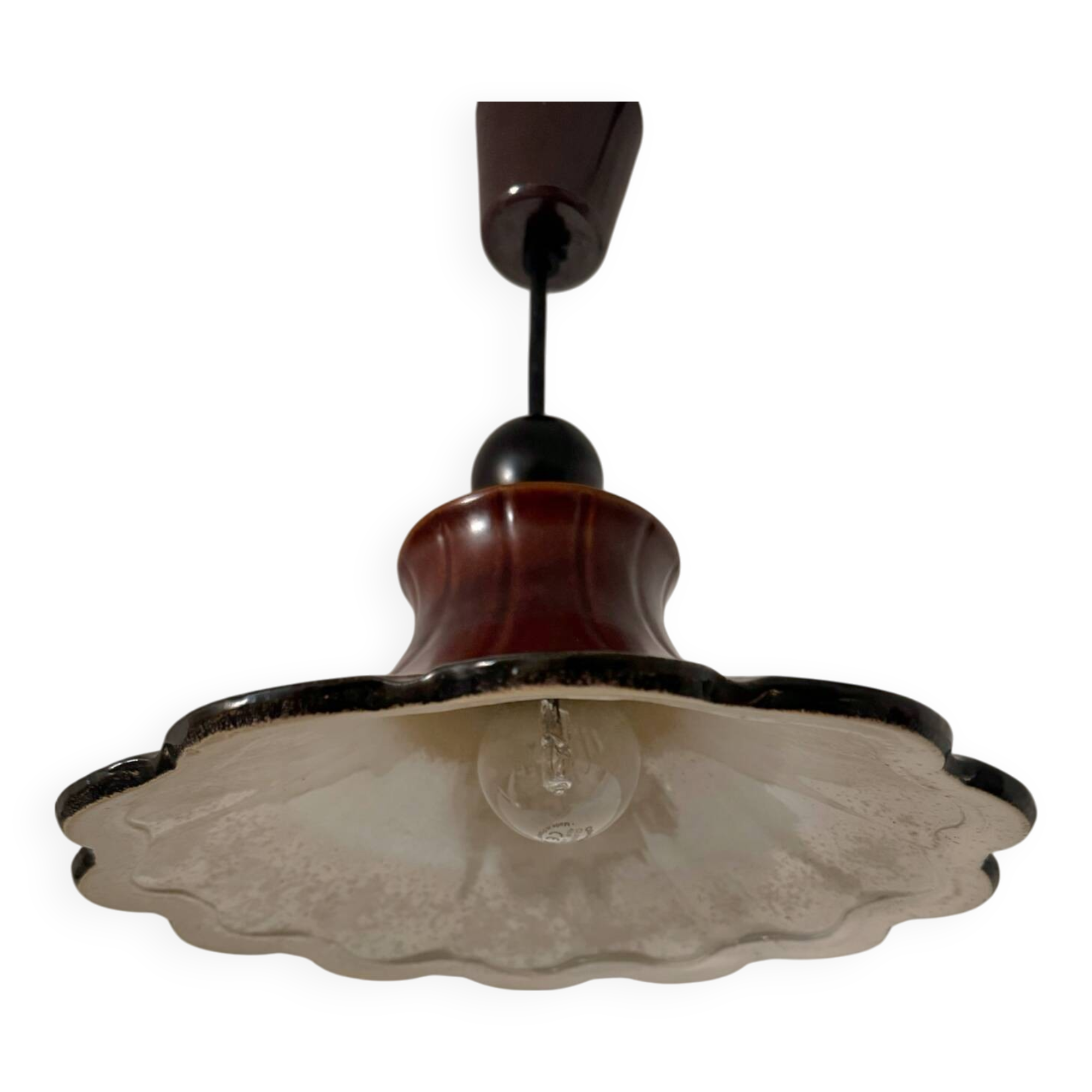 70s ceramic flower pendant light