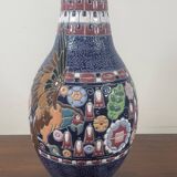 Vase bleu Art Deco à décor émaillé façon cloissoné