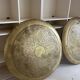 Large oriental wall lamp in hammered gold-plated perforated brass, 100 cm.