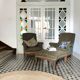 Vintage armchairs and rests feet