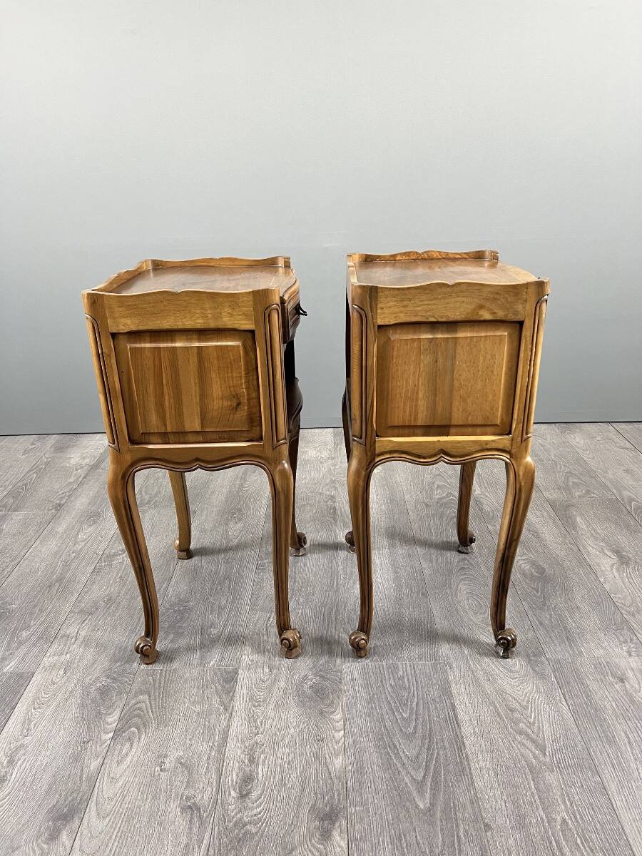 Pair of Louis XV style bedside tables in wood, 20th century