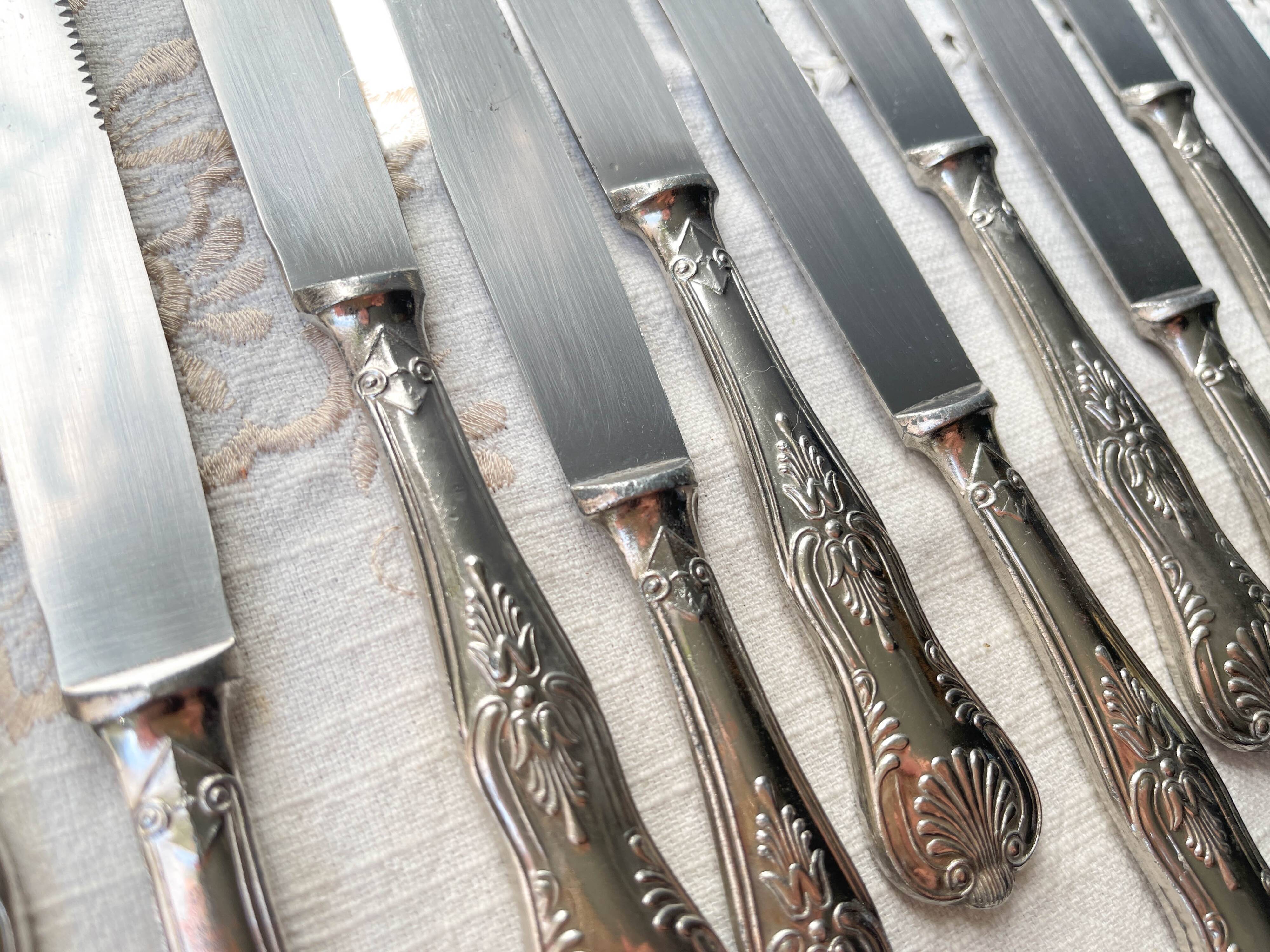 10 Vintage Rocaille Style Metal Knives