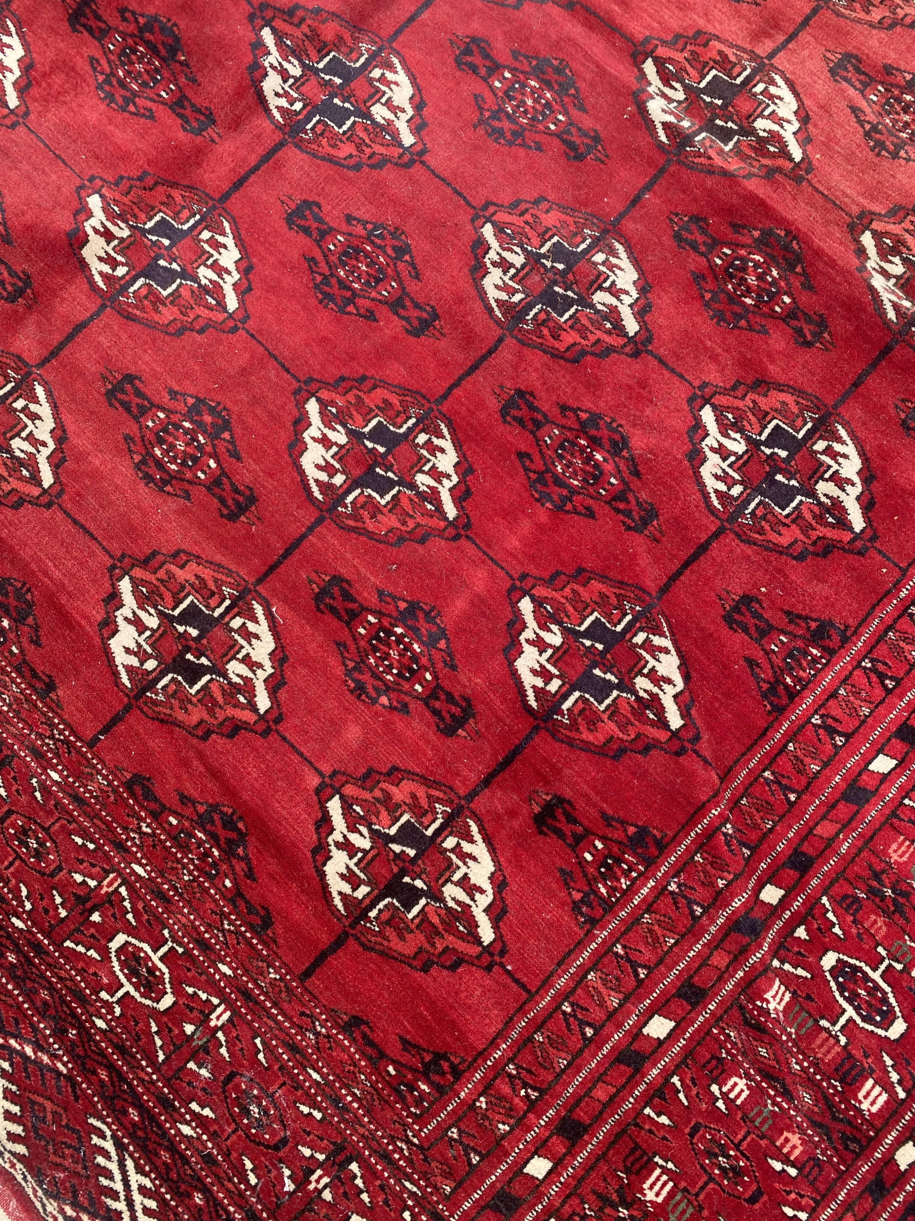 Nice big vintage carpet Bokhara handmade 200x282 cm