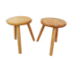 Pair of vintage pine tripod stools