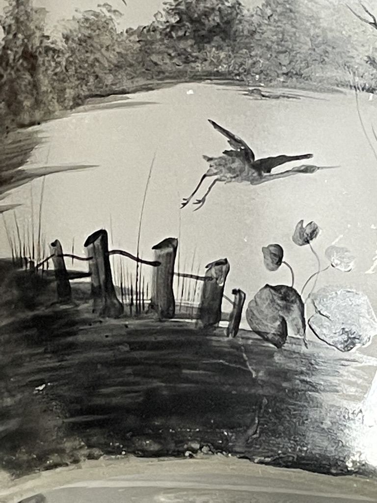 Carafe- Scenery of a lake landscape and a crane taking off