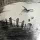 Carafe- Scenery of a lake landscape and a crane taking off