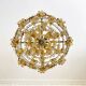 Exceptional vintage chandelier in Murano style crystal, orange, brass.