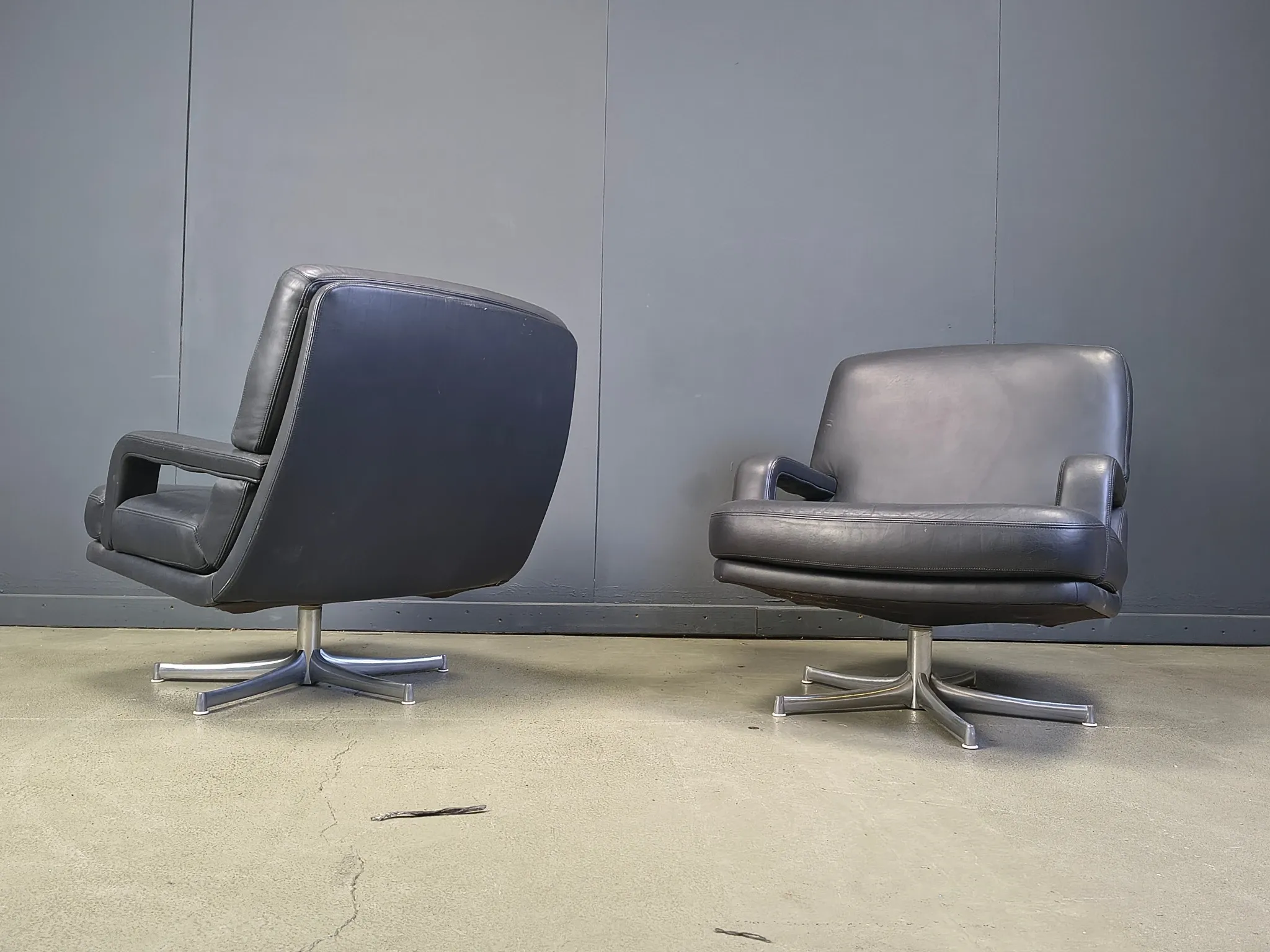 Set of 4 swivel chairs by Bernd Munzebrock for Walter Knoll, 1970s