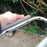 Pair of cantilever armchairs in grey leather made in italy