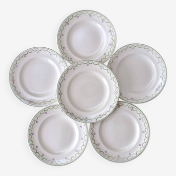 Assiettes plates Art Nouveau Longwy "Violetta"