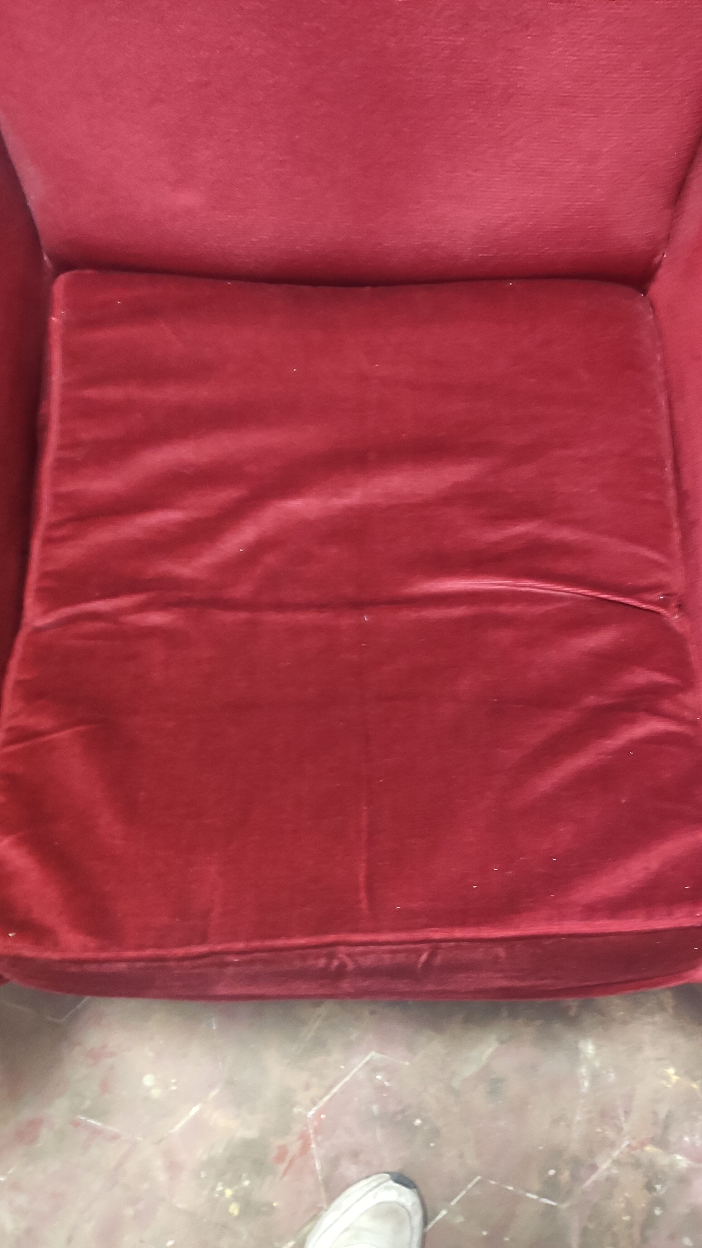 Pair of vintage red velvet armchairs