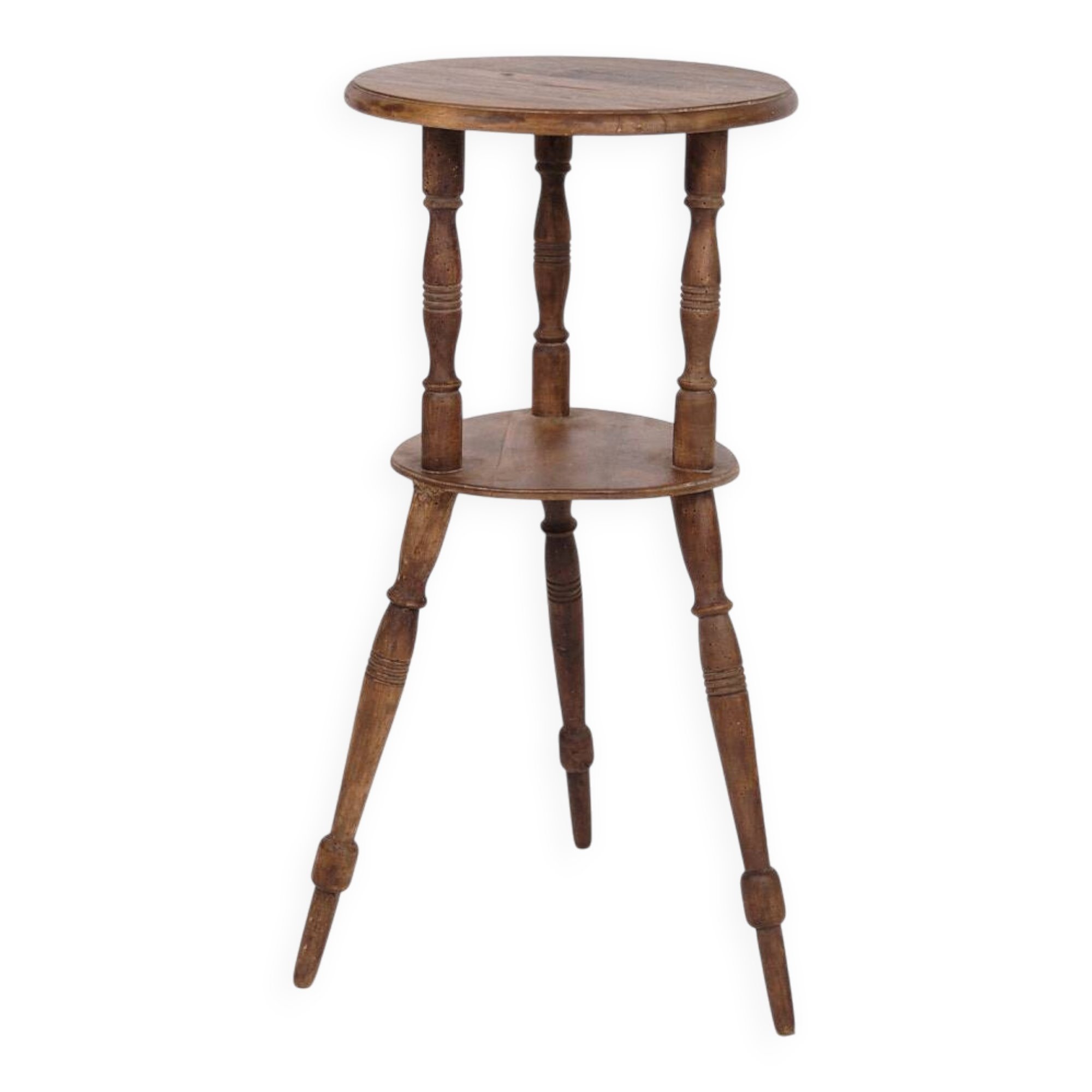 Table d'appoint/fleur - pin - pieds tournés - à deux niveaux - années 1880