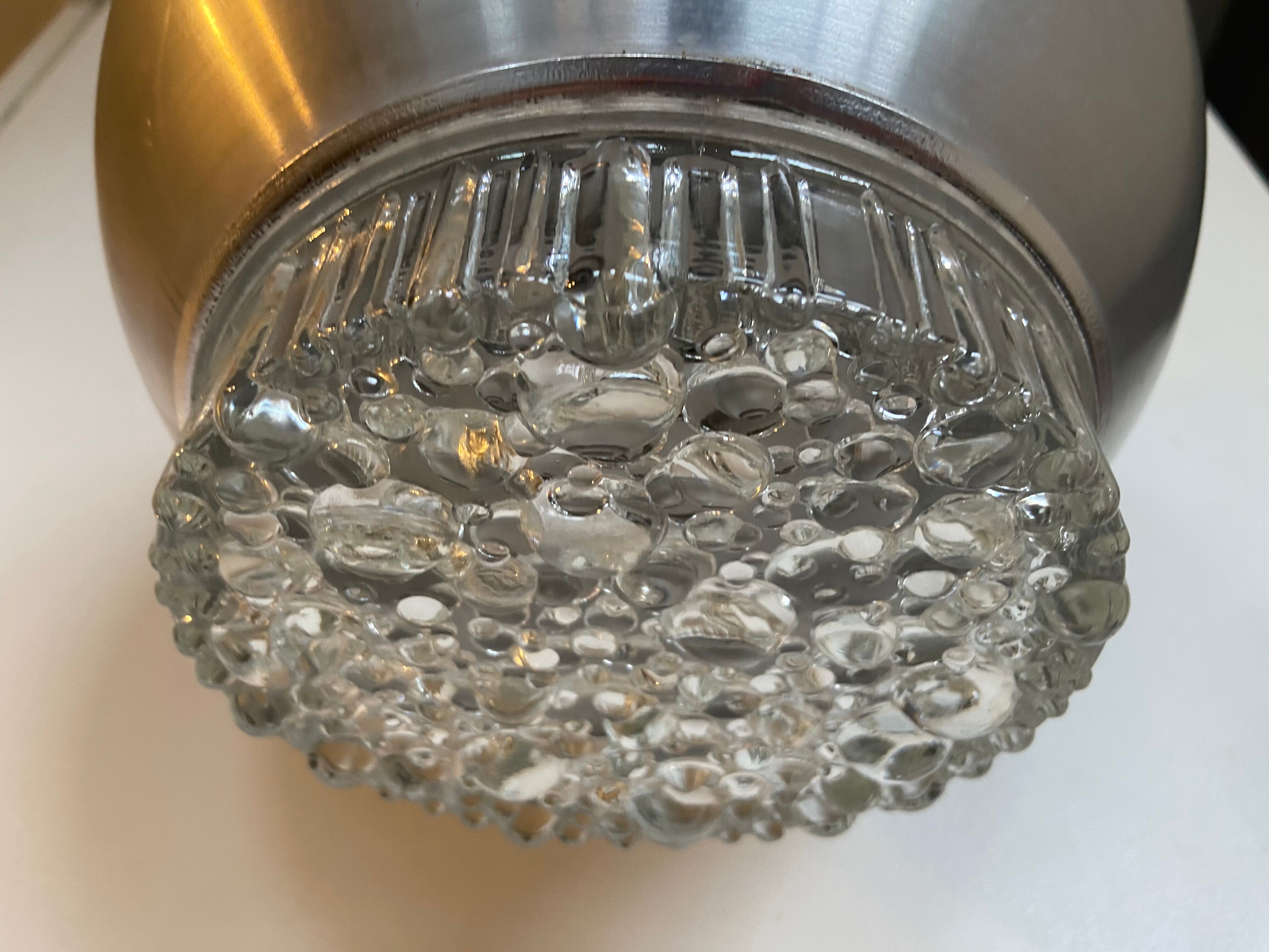 Aluminium and glass hanging lamp