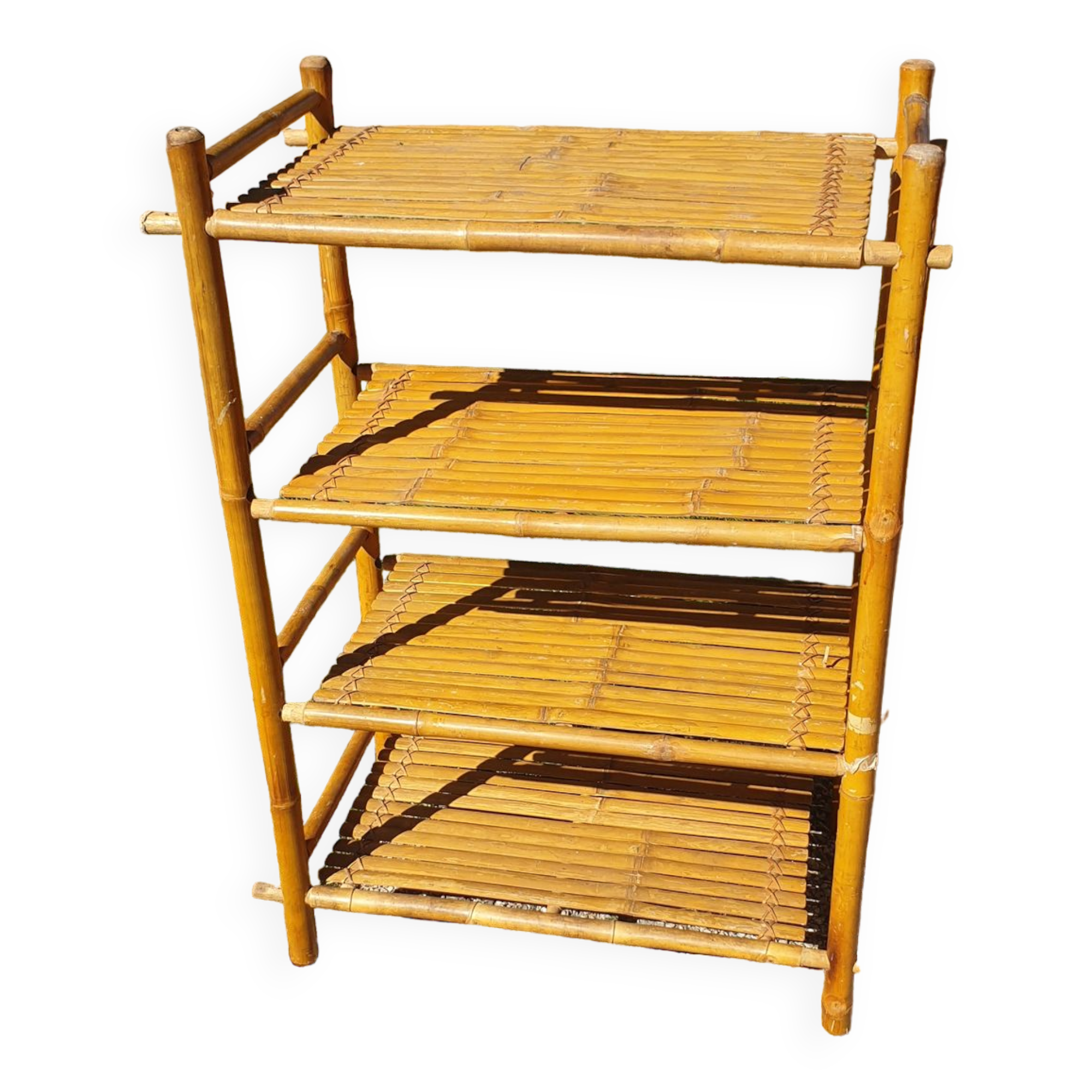 Seventies bamboo bookcase shelf