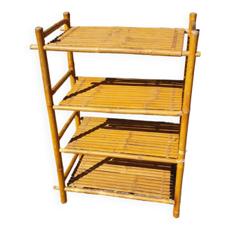 Seventies bamboo bookcase shelf